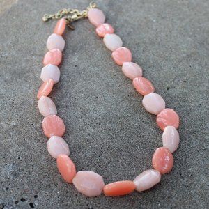Chunky Natural GemStone Peach Rose Quartz Necklace